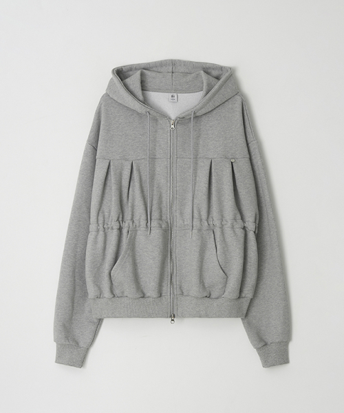 PENDANT SHIRRING HOODIE ZIP UP GREY (толстовка с капюшоном и молнией)