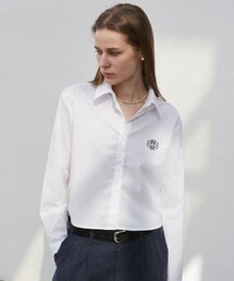 NICOLE MINIMAL SEMI CROP SHIRT_WHITE