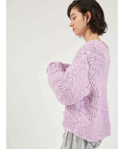 emmi(エミ)の「ウール混ハンドニットプルオーバー(ニット/セーター・レディース・ラベンダー/ネイビー/アイボリー・F)」の7枚目の写真