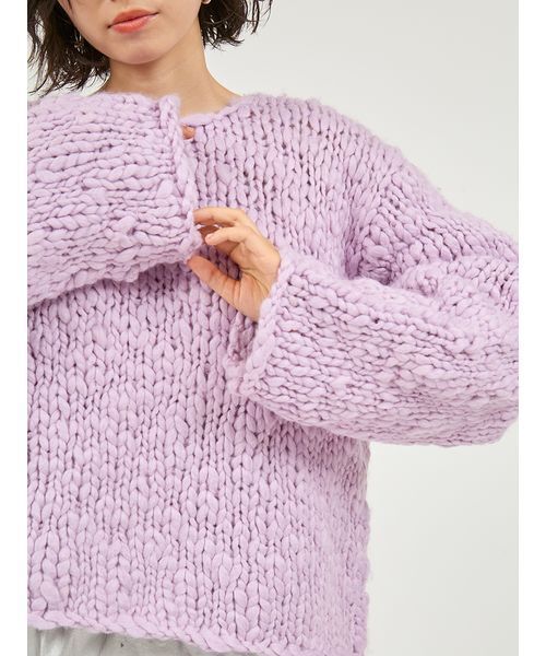 emmi(エミ)の「ウール混ハンドニットプルオーバー(ニット/セーター・レディース・ラベンダー/ネイビー/アイボリー・F)」の9枚目の写真