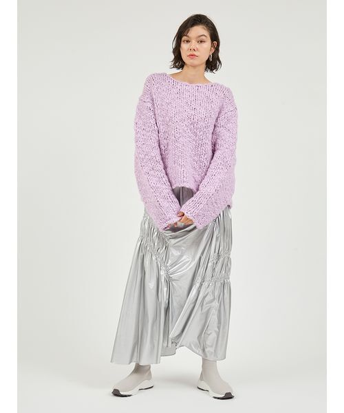 emmi(エミ)の「ウール混ハンドニットプルオーバー(ニット/セーター・レディース・ラベンダー/ネイビー/アイボリー・F)」の11枚目の写真