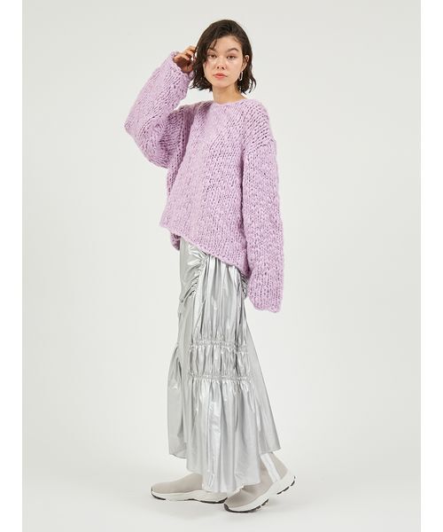 emmi(エミ)の「ウール混ハンドニットプルオーバー(ニット/セーター・レディース・ラベンダー/ネイビー/アイボリー・F)」の14枚目の写真