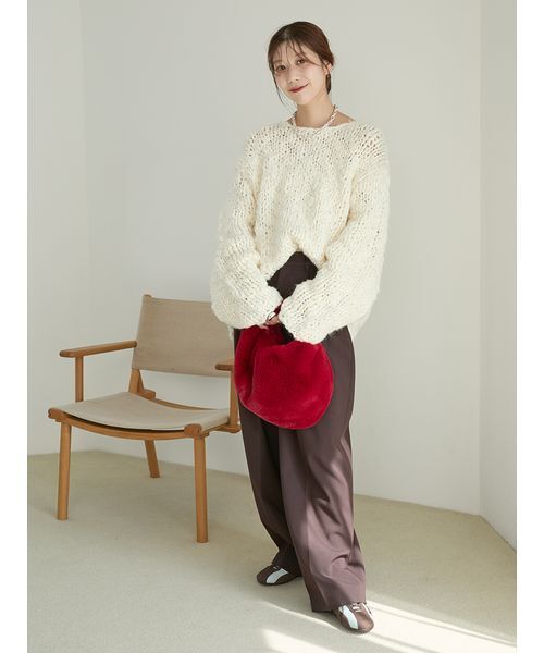 emmi(エミ)の「ウール混ハンドニットプルオーバー(ニット/セーター・レディース・ラベンダー/ネイビー/アイボリー・F)」の17枚目の写真