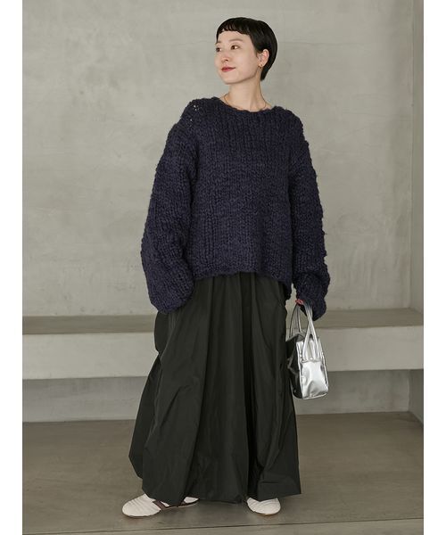 emmi(エミ)の「ウール混ハンドニットプルオーバー(ニット/セーター・レディース・ラベンダー/ネイビー/アイボリー・F)」の19枚目の写真