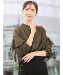 m.f.editorial | 【ややゆったり 袖フリル】m.f.エディトリアルレディース  マオカラー ブラウス(シャツ/ブラウス)