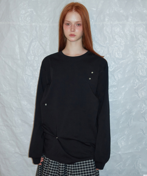 RENSE(レンセ)の「Snap Button Oversize Tee Black(Tシャツ/カットソー・レディース・その他・OS)」の1枚目の写真