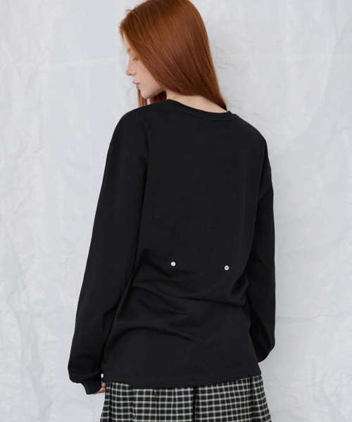 RENSE(レンセ)の「Snap Button Oversize Tee Black(Tシャツ/カットソー・レディース・その他・OS)」の2枚目の写真