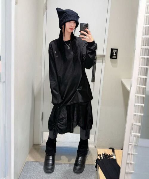 RENSE(レンセ)の「Snap Button Oversize Tee Black(Tシャツ/カットソー・レディース・その他・OS)」の6枚目の写真