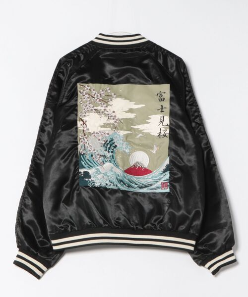 ８(eight)（エイト）の「スカジャン/富獄三十六景（スカジャン・メンズ・グレー/ブラック・MEDIUM/X-LARGE/LARGE）」の3枚目の写真