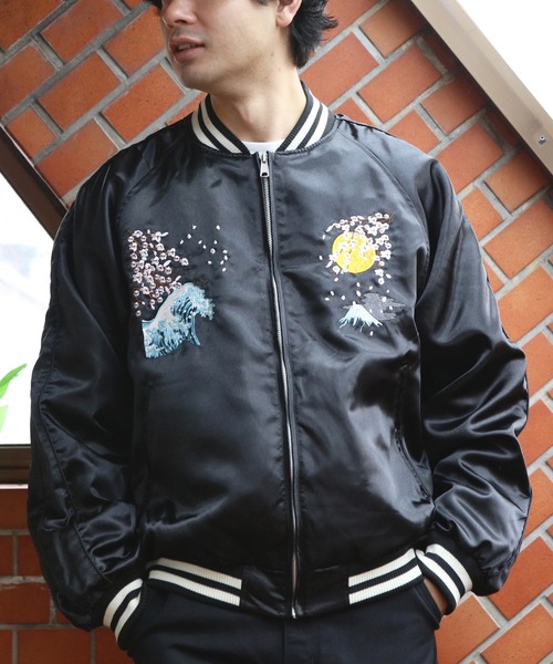 ８(eight)（エイト）の「スカジャン/富獄三十六景（スカジャン・メンズ・グレー/ブラック・MEDIUM/X-LARGE/LARGE）」の6枚目の写真