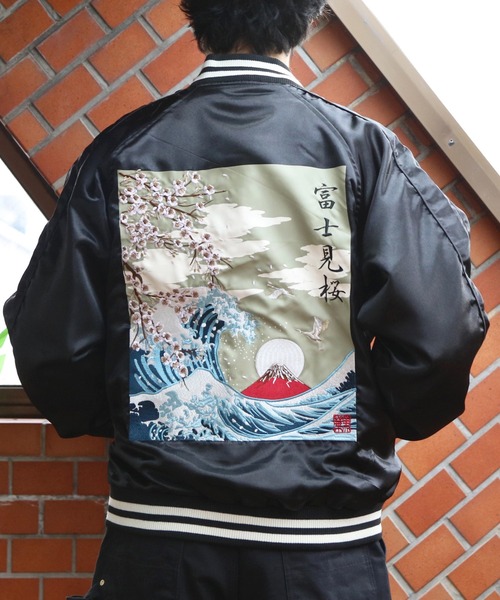 ８(eight)（エイト）の「スカジャン/富獄三十六景（スカジャン・メンズ・グレー/ブラック・MEDIUM/X-LARGE/LARGE）」の8枚目の写真