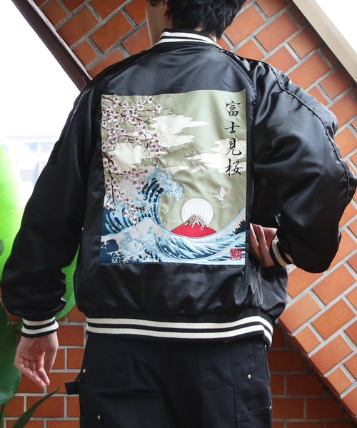 ８(eight)（エイト）の「スカジャン/富獄三十六景（スカジャン・メンズ・グレー/ブラック・MEDIUM/X-LARGE/LARGE）」の5枚目の写真