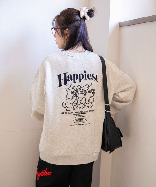 GORGE(ゴージ)の「《バック刺繍×ラビットデザイン》レディース 裏起毛 スウェット トレーナー カジュアル 秋冬(スウェット・レディース・オートミール/ネイビー/ブラック/ピンク・F)」の14枚目の写真