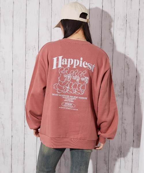 GORGE(ゴージ)の「《バック刺繍×ラビットデザイン》レディース 裏起毛 スウェット トレーナー カジュアル 秋冬(スウェット・レディース・オートミール/ネイビー/ブラック/ピンク・F)」の10枚目の写真