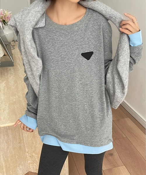 Lace Ladies(レースレディース)の「配色 フェイクレイヤード 長袖 クルーネック プルオーバー(Tシャツ/カットソー・レディース・ブラック/グレー/ホワイト/ブラウン・FREE)」の16枚目の写真