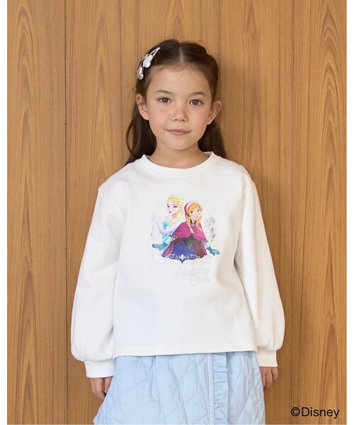 Lycee mine（リセマイン）の「【Frozen】【毛玉バイバイ裏起毛】キラキララメ＆転写アソートプリントスウェット（スウェット・キッズ・ブラック/グレー/サックスブルー/アイボリー・110cm/120cm/130cm/100cm/140cm）」の2枚目の写真