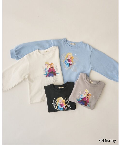 Lycee mine（リセマイン）の「【Frozen】【毛玉バイバイ裏起毛】キラキララメ＆転写アソートプリントスウェット（スウェット・キッズ・ブラック/グレー/サックスブルー/アイボリー・110cm/120cm/130cm/100cm/140cm）」の5枚目の写真
