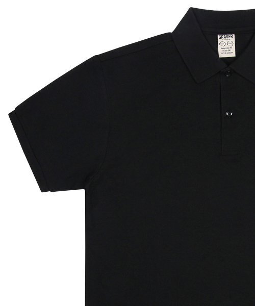 GRAVER（グレーバー）の「[ユニセックス]フラワーベア刺繍ピケ半袖Tシャツ_ブラック（ポロシャツ・レディース・ブラック・SMALL/MEDIUM/LARGE）」の4枚目の写真