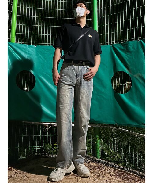 GRAVER（グレーバー）の「[ユニセックス]フラワーベア刺繍ピケ半袖Tシャツ_ブラック（ポロシャツ・レディース・ブラック・SMALL/MEDIUM/LARGE）」の3枚目の写真