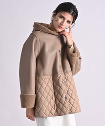 Anside（アンサイド）の「フェイクムートン×キルトフードコート（その他アウター）」