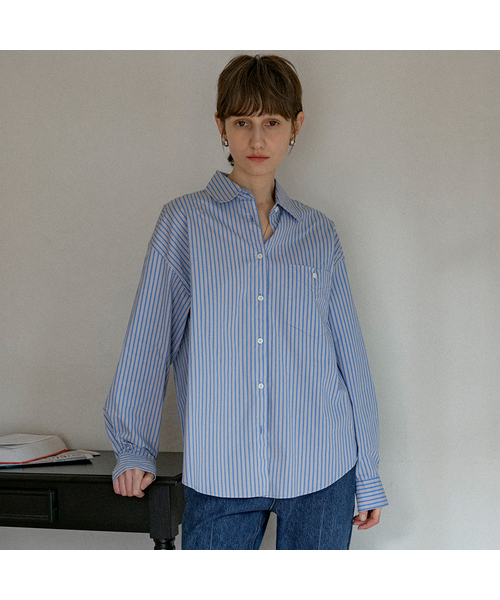 VANONE ATELIER(バノンアトリエ)の「A3514 マルチストライプシャツ_クラウディブルー(シャツ/ブラウス・レディース・グレー・FREE)」の1枚目の写真