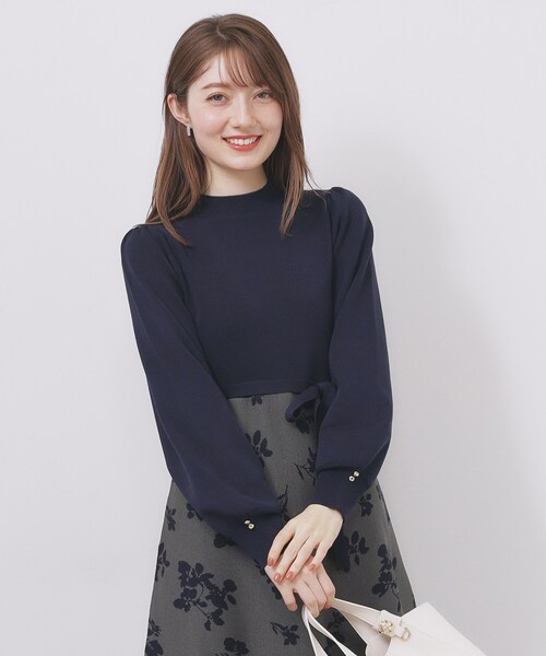 ハイネックニットワンピース【洗濯機OK/抗ピル】（ワンピース）｜index