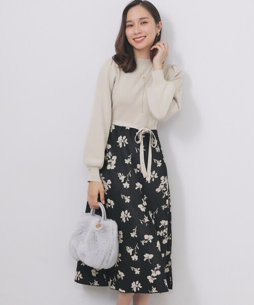 ハイネックニットワンピース【洗濯機OK/抗ピル】（ワンピース）｜index