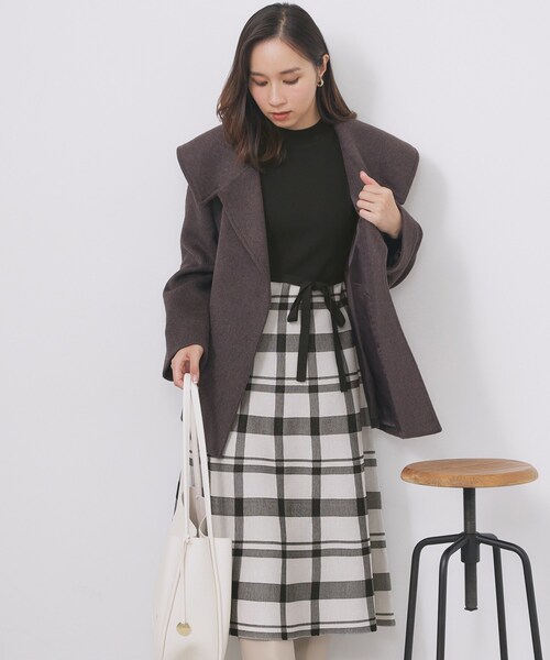 ハイネックニットワンピース【洗濯機OK/抗ピル】（ワンピース）｜index