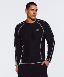 HDEX(GC`fbNX)Aqua Piping Zip-Up Rash Guard (Black)(bVK[h)