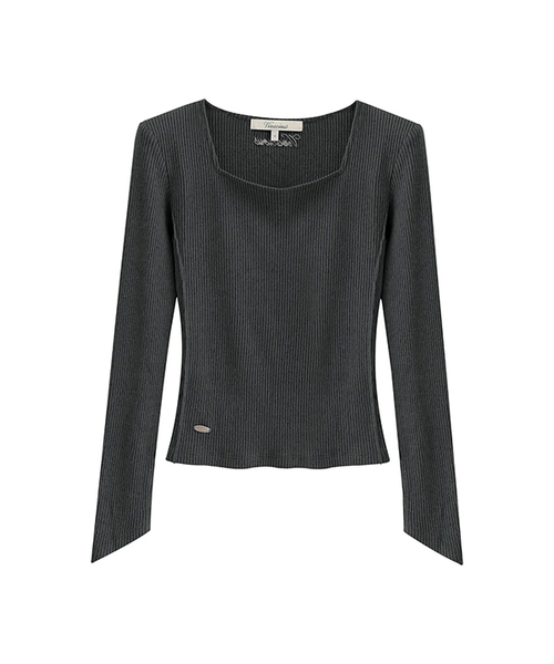 Vivacious(ビバシャス)の「Contour Square Tee_5Colors(Tシャツ/カットソー・レディース・チャコール/ブラック/パープル/ブラウン/グレー・SMALL/MEDIUM)」の3枚目の写真