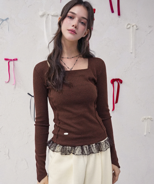 Vivacious(ビバシャス)の「Contour Square Tee_5Colors(Tシャツ/カットソー・レディース・チャコール/ブラック/パープル/ブラウン/グレー・SMALL/MEDIUM)」の9枚目の写真