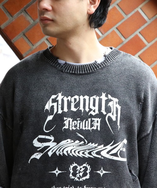 8(eight)(エイト)の「ウォッシュ加工ダメージニット(ニット/セーター・メンズ・カーキ/ブルー/チャコール・MEDIUM/LARGE)」の22枚目の写真
