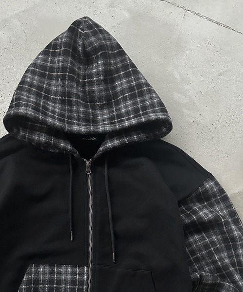 kutir(クティール)の「ASSORTED DOCKING ZIP PARKA/アソートドッキングジップパーカー(パーカー・メンズ・ブラック/杢グレー/ブラック系・MEDIUM/LARGE)」の15枚目の写真