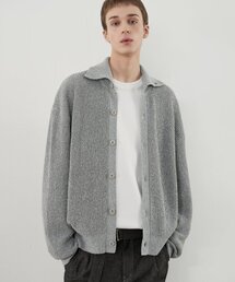 ボカシハイネックニットカーディガン [グレー]