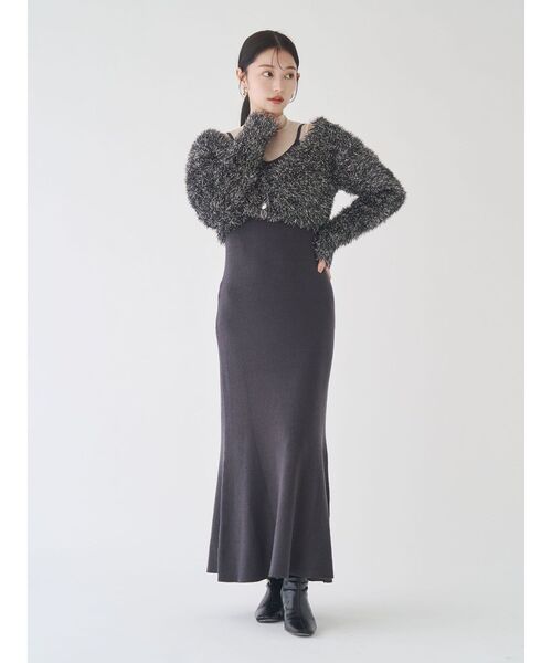 LAGUNAMOON（ラグナムーン）の「ラメフェザーカーデセットニットワンピース（ワンピース・レディース・ピンク/ブラック・SMALL/MEDIUM）」の8枚目の写真