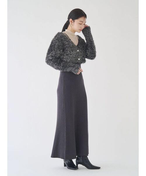 LAGUNAMOON（ラグナムーン）の「ラメフェザーカーデセットニットワンピース（ワンピース・レディース・ピンク/ブラック・SMALL/MEDIUM）」の9枚目の写真