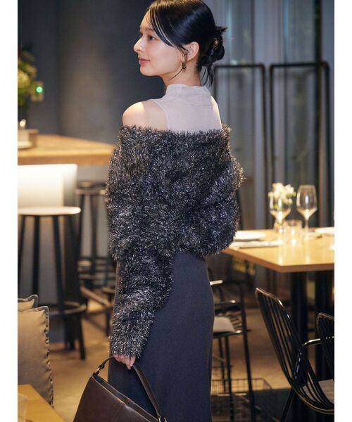 LAGUNAMOON（ラグナムーン）の「ラメフェザーカーデセットニットワンピース（ワンピース・レディース・ピンク/ブラック・SMALL/MEDIUM）」の11枚目の写真