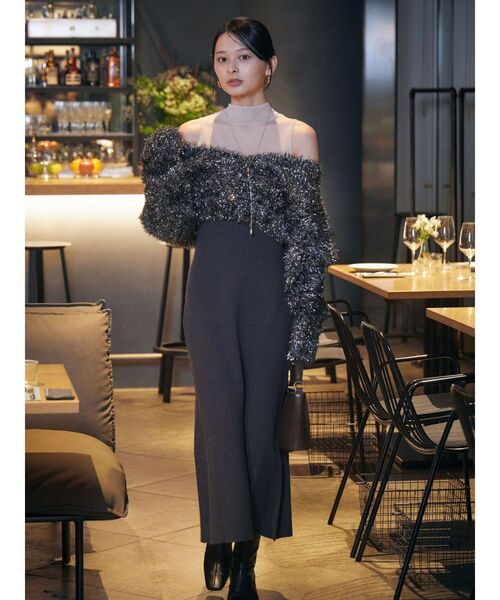 LAGUNAMOON（ラグナムーン）の「ラメフェザーカーデセットニットワンピース（ワンピース・レディース・ピンク/ブラック・SMALL/MEDIUM）」の13枚目の写真