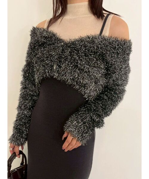 LAGUNAMOON（ラグナムーン）の「ラメフェザーカーデセットニットワンピース（ワンピース・レディース・ピンク/ブラック・SMALL/MEDIUM）」の20枚目の写真