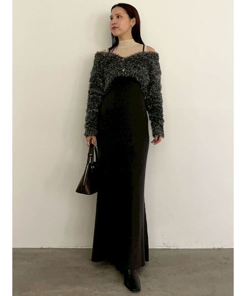 LAGUNAMOON（ラグナムーン）の「ラメフェザーカーデセットニットワンピース（ワンピース・レディース・ピンク/ブラック・SMALL/MEDIUM）」の22枚目の写真