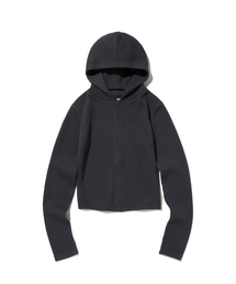 suade（スエード）の「HOODED RIB ZIP UP [CHARCOAL GRAY]（パーカー）」