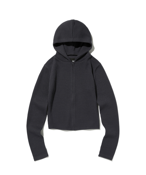 Hooded Rib Zip Up — худ с вязаной планкой, цвет charcoal gray