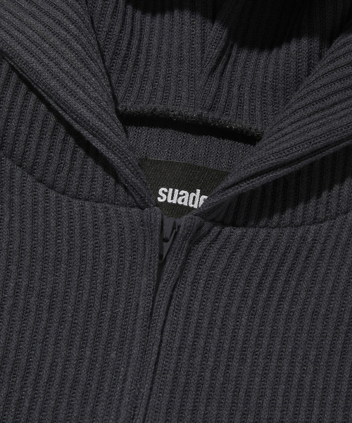 suade（スエード）の「HOODED RIB ZIP UP [CHARCOAL GRAY]（パーカー・レディース・その他・FREE）」の3枚目の写真