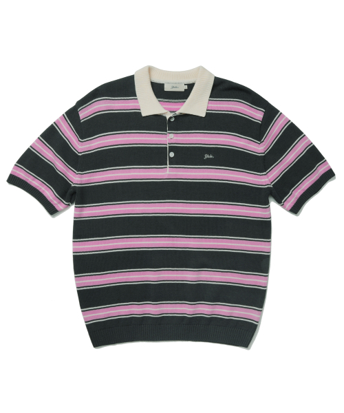 YALE（イェール）の「マルチストライプカラーニット半袖_チャコール（ポロシャツ・レディース・その他・SMALL/MEDIUM/LARGE/X-LARGE）」の2枚目の写真