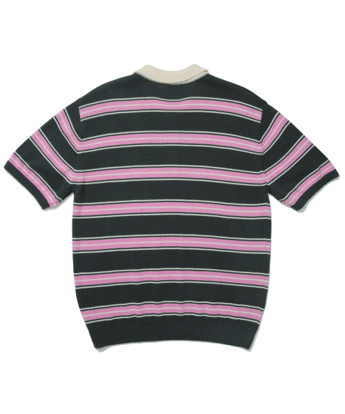 YALE（イェール）の「マルチストライプカラーニット半袖_チャコール（ポロシャツ・レディース・その他・SMALL/MEDIUM/LARGE/X-LARGE）」の3枚目の写真