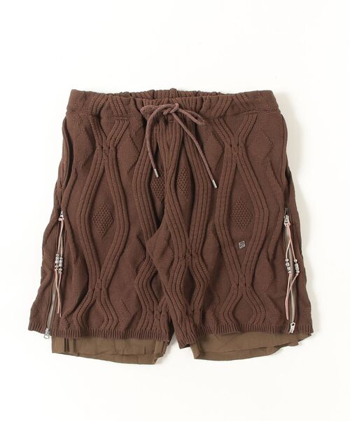 Children of the discordance(チルドレン オブ ザ ディスコ-ダンス)の「Children of the discordance / COTD NATIVE KNIT SHORT PANTS / COTDKN-659(スウェットパンツ・メンズ・ブラウン/ブラック・2/3)」の1枚目の写真