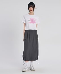 ナイロンカーゴロングスカート_チャコール