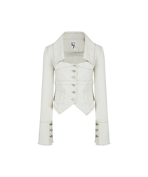 Denim Square Neck Trucker Jacket Off White