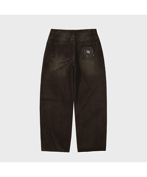 MILKYWAY WIDE DENIM PANTS (BROWN)（デニムパンツ）｜KANEITEI