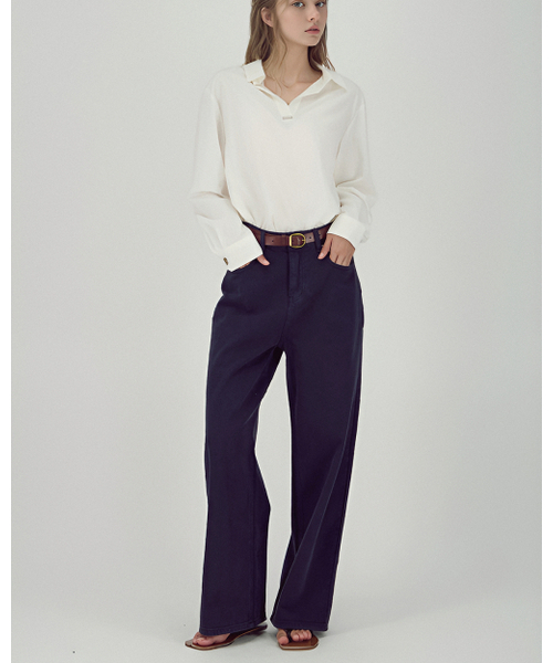 ACUD（アクド）の「Soft Structure Denim _Navy（デニムパンツ・レディース・ネイビー・SMALL/MEDIUM）」の4枚目の写真